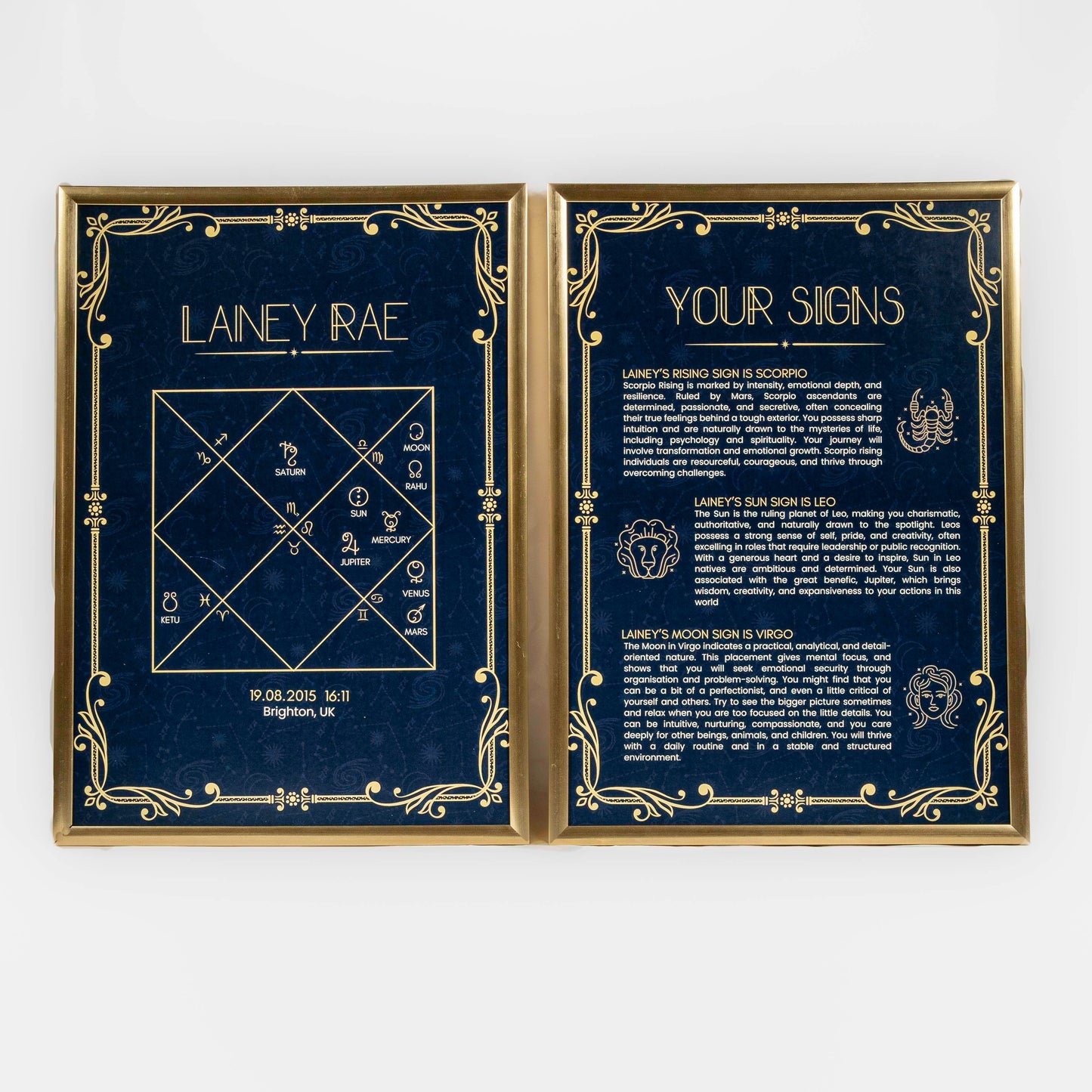 Personalised A4 Vedic Astrology Chart + Signs Info - Vedic Treasures