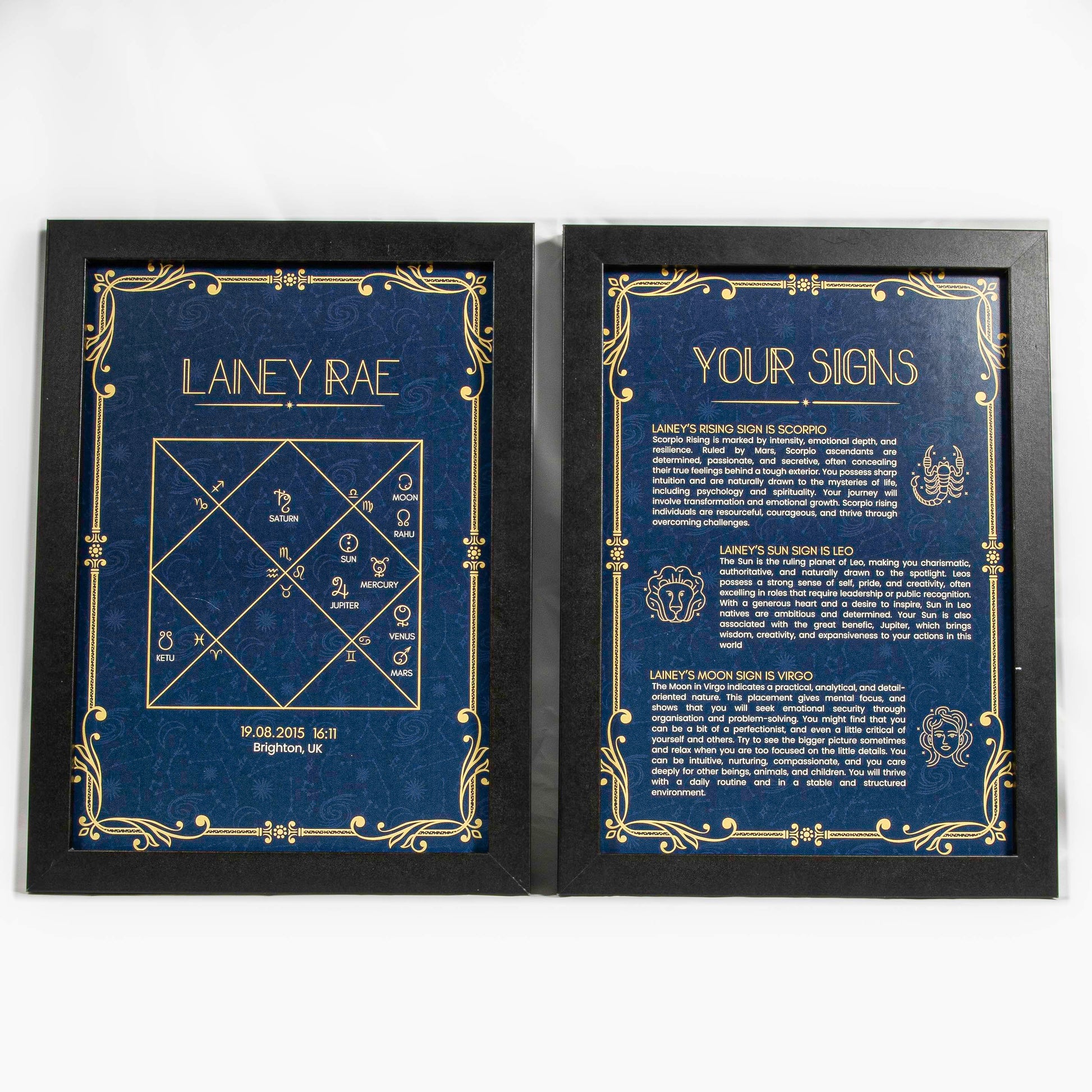 Personalised A4 Vedic Astrology Chart + Signs Info - Vedic Treasures 